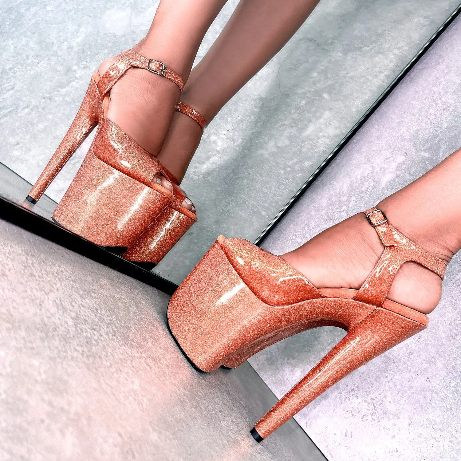 The Glitterati Stiletto - Feelin' Peachy - 8 INCH