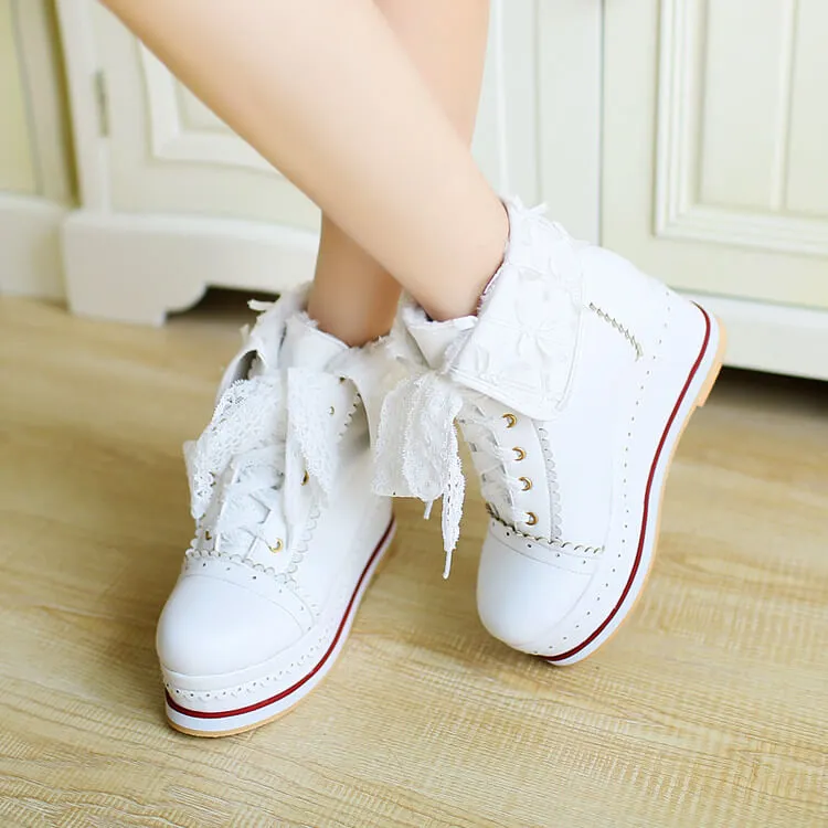 Uniwim Lace Bow Platform Boots SE21320