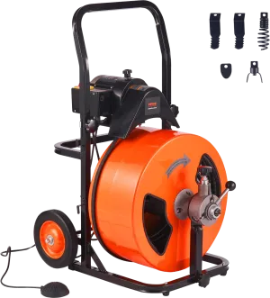 Vevor Drain Cleaner Machine 100' x 3/4" Sewer Auger Auto Feed 4 Cutters Fits 1" to 4" Pipes New