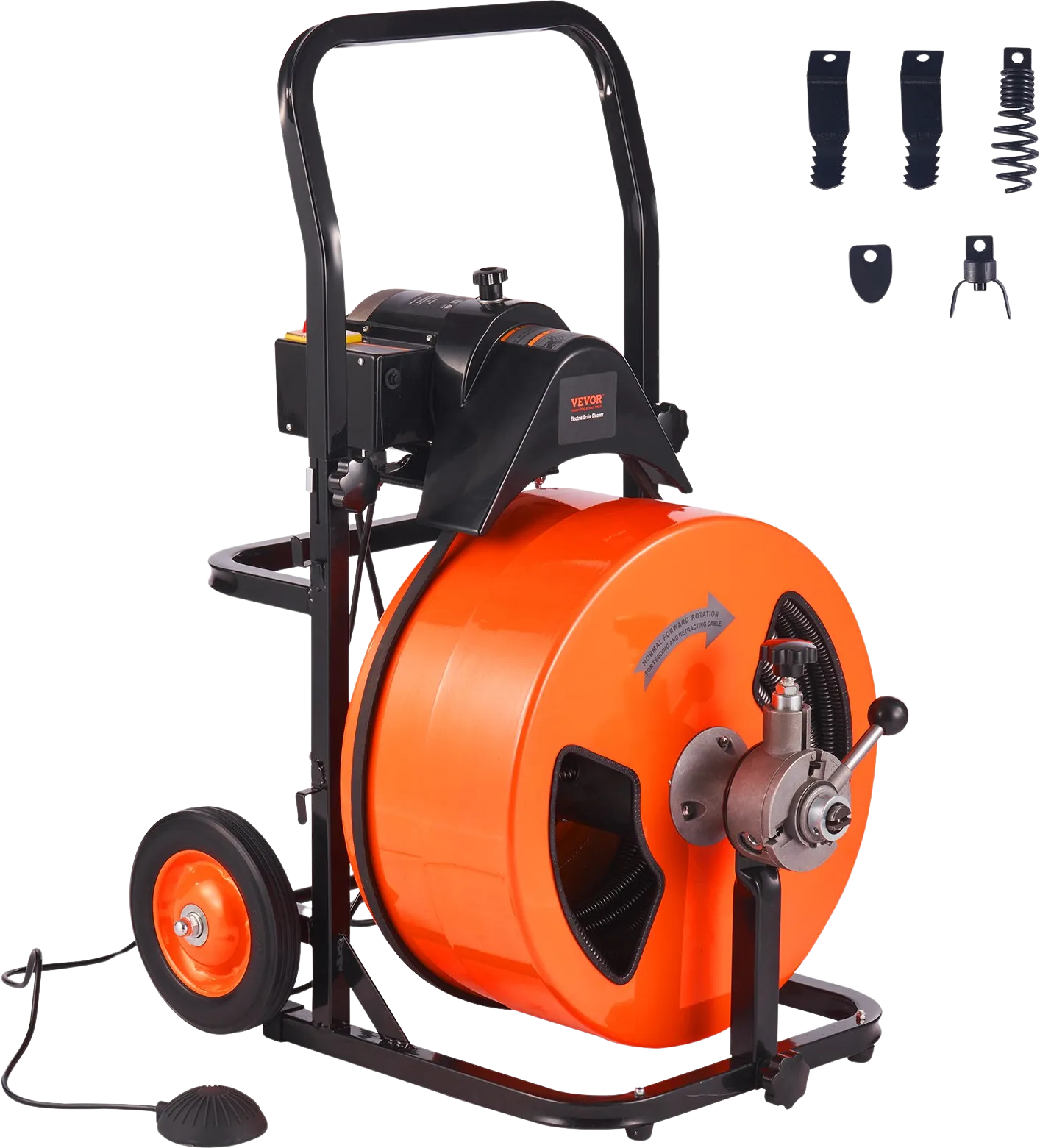 Vevor Drain Cleaner Machine 100' x 3/4" Sewer Auger Auto Feed 4 Cutters Fits 1" to 4" Pipes New