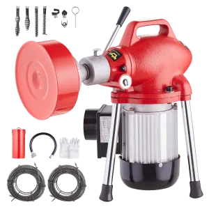 Vevor Drain Cleaner Machine 120' x 5/8" Sectional Snake Auger Manual Feed 370W New
