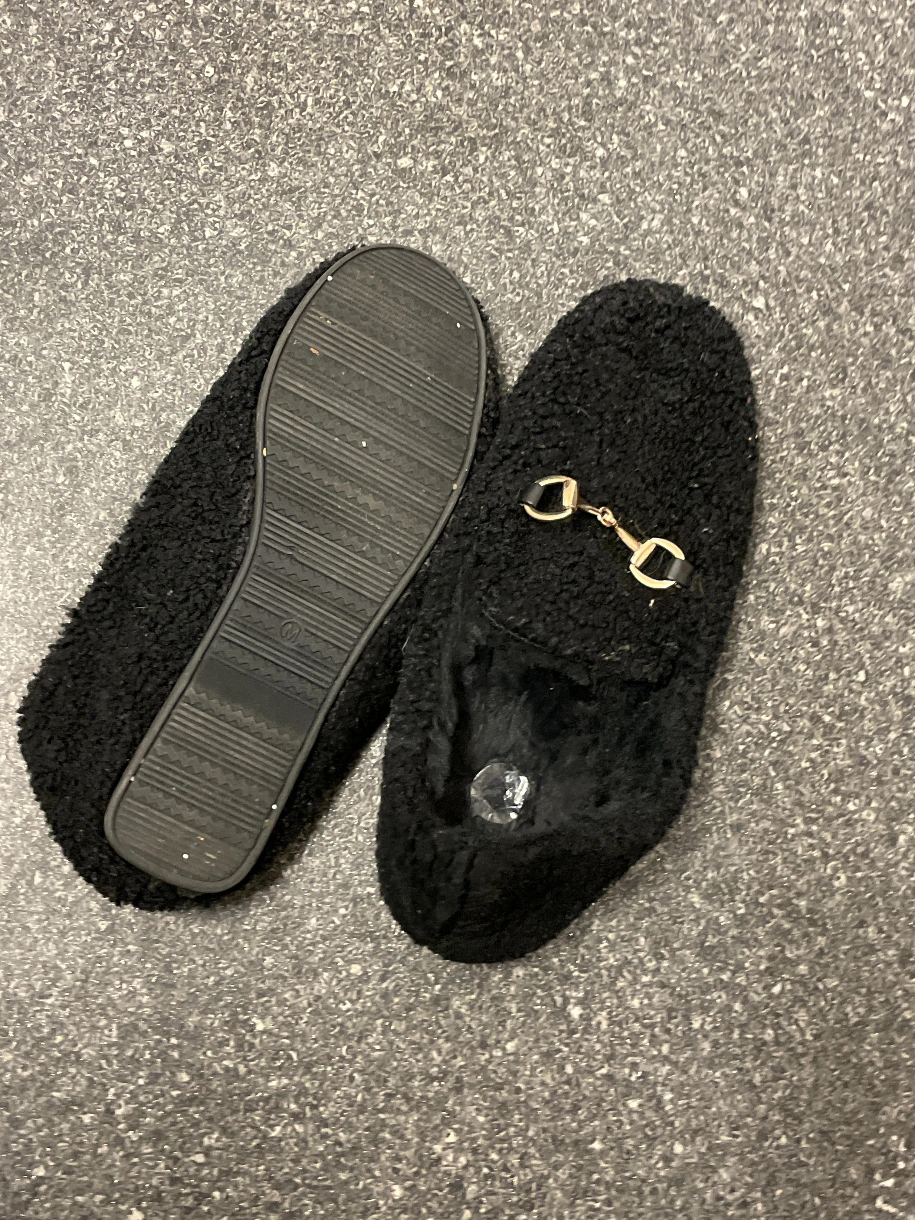 Vintage black fur loafers