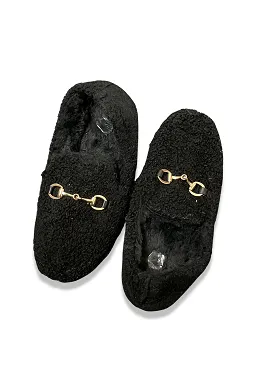 Vintage black fur loafers