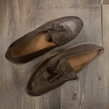 Vintage brown leather loafers shoe size 41