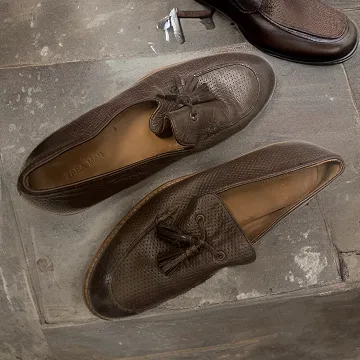 Vintage brown leather loafers shoe size 41