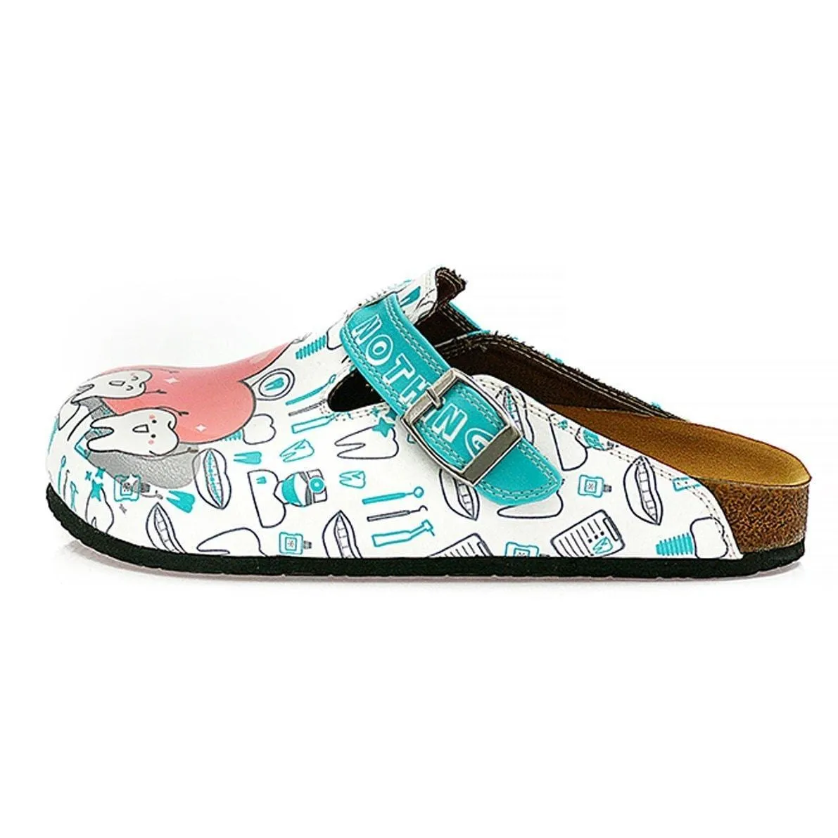 White & Aqua Dentist Clogs WCAL326