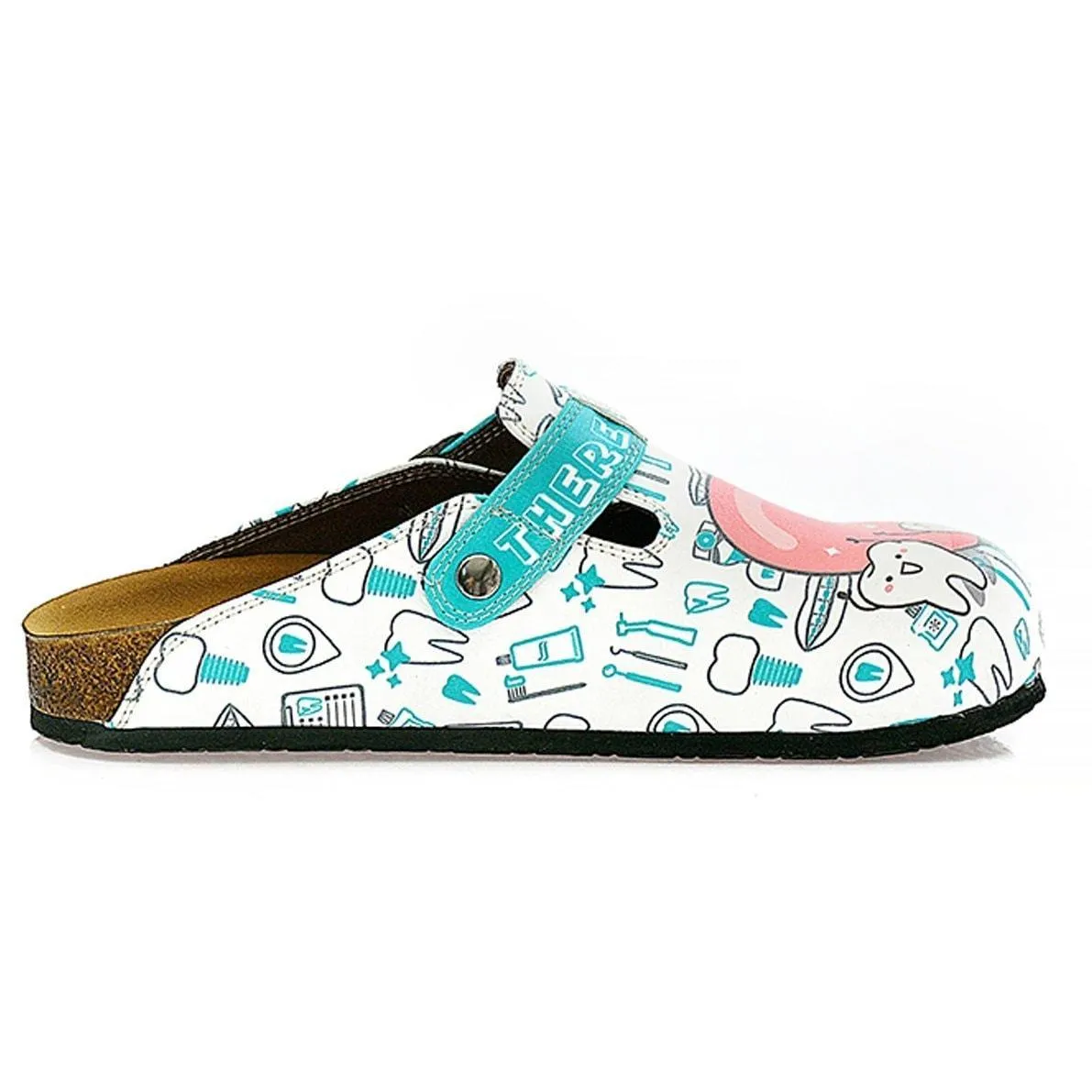 White & Aqua Dentist Clogs WCAL326