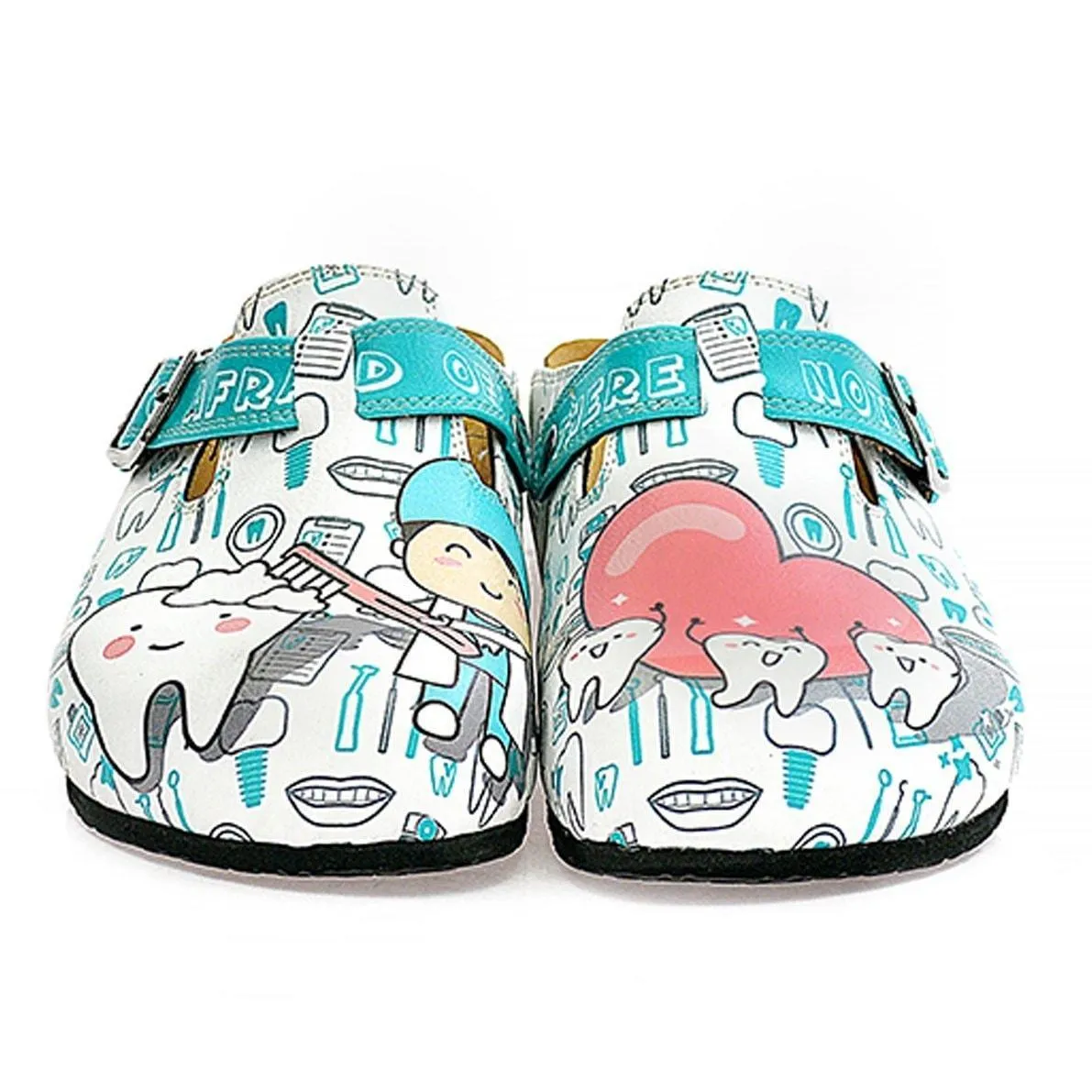 White & Aqua Dentist Clogs WCAL326