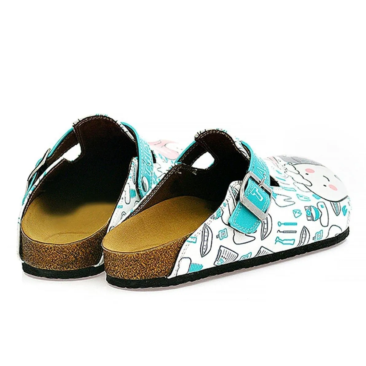 White & Aqua Dentist Clogs WCAL326