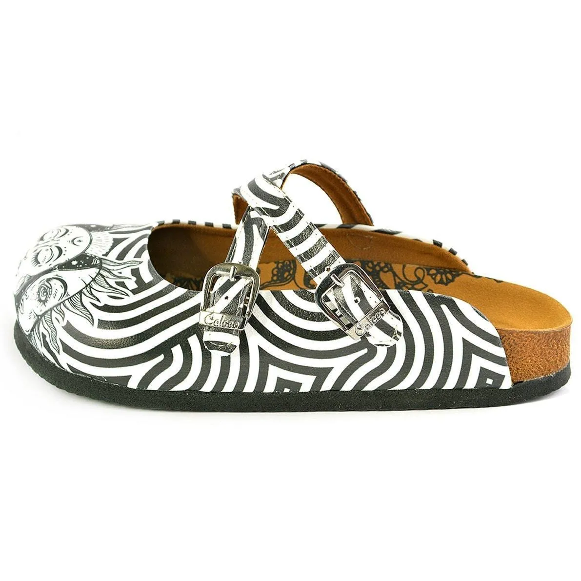 White & Black Sun Crisscross Clogs WCAL145