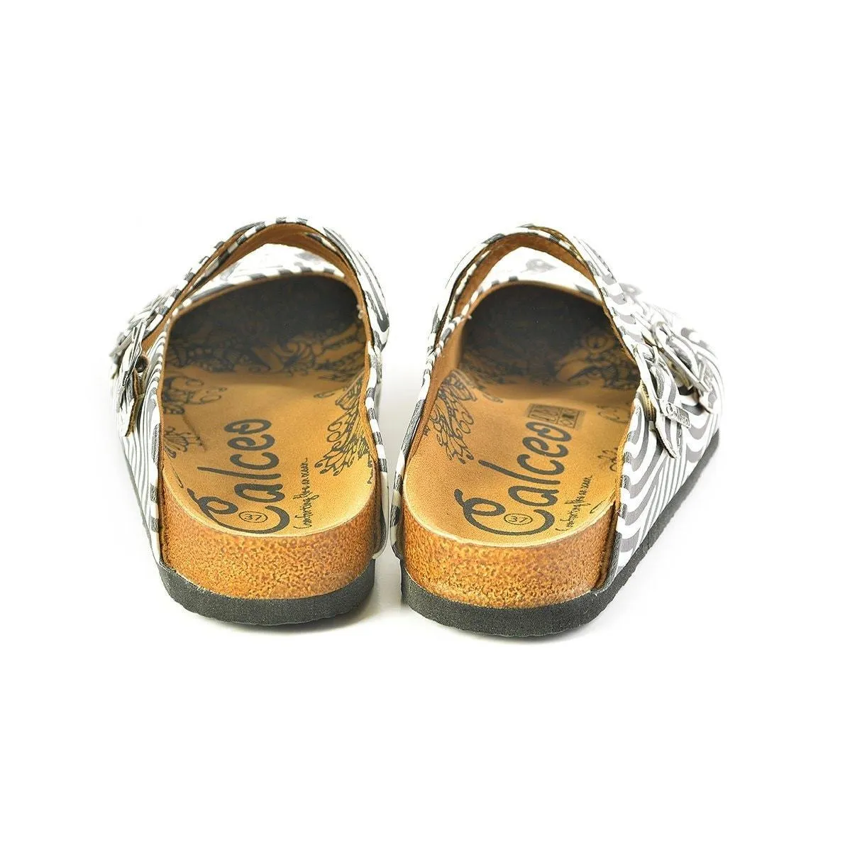 White & Black Sun Crisscross Clogs WCAL145