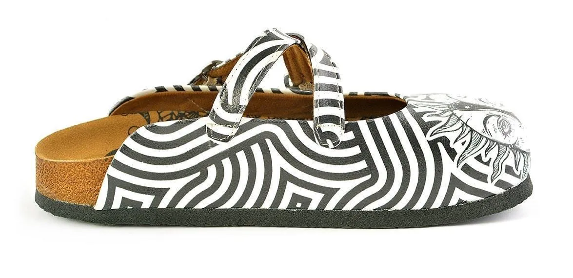 White & Black Sun Crisscross Clogs WCAL145