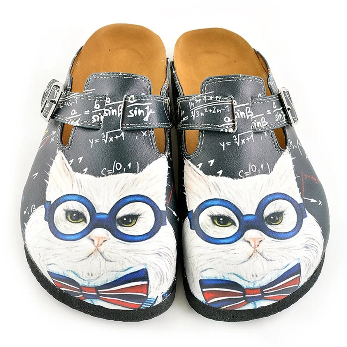 White & Gray Cat Clogs WCAL343