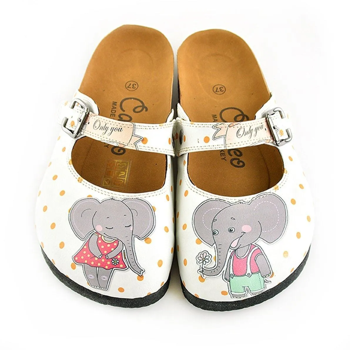 White & Gray Elephant Clogs CAL810