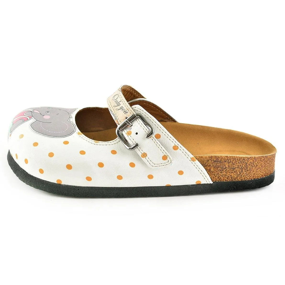White & Gray Elephant Clogs CAL810