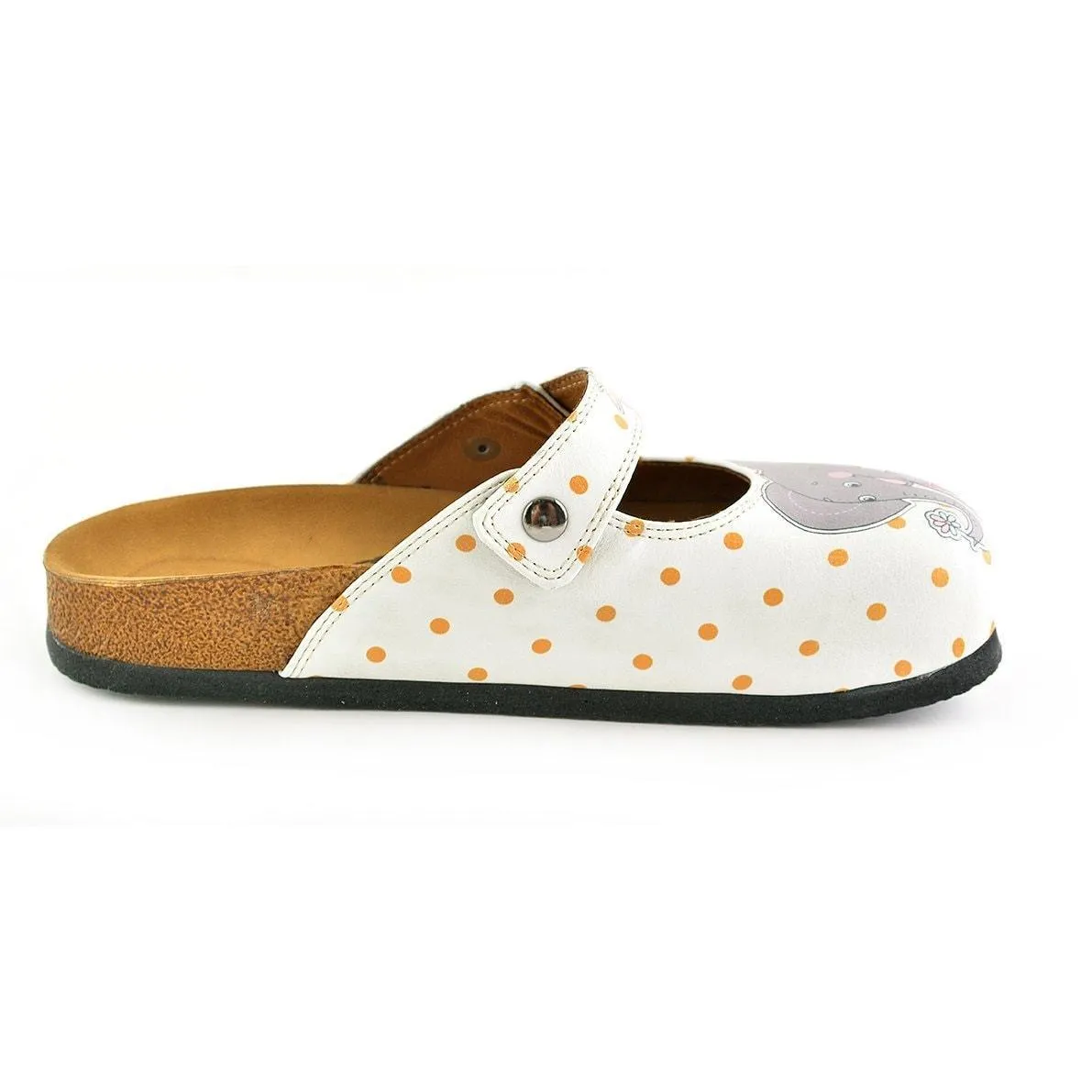 White & Gray Elephant Clogs CAL810