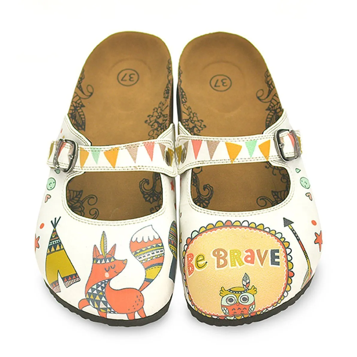 White & Orange Be Brave Clogs CAL807
