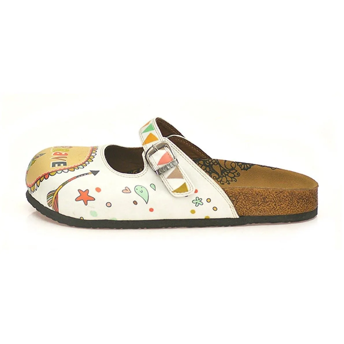 White & Orange Be Brave Clogs CAL807