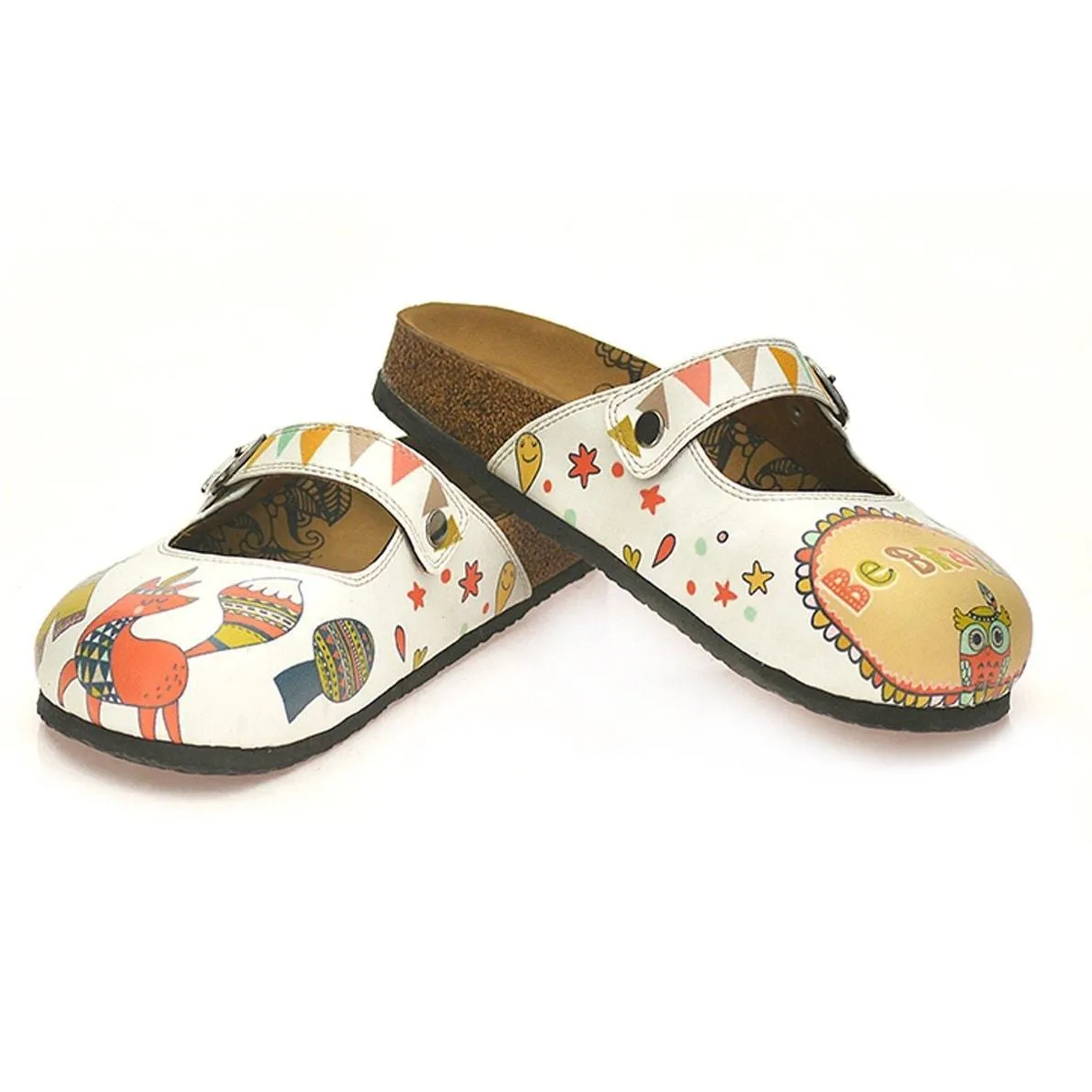 White & Orange Be Brave Clogs CAL807