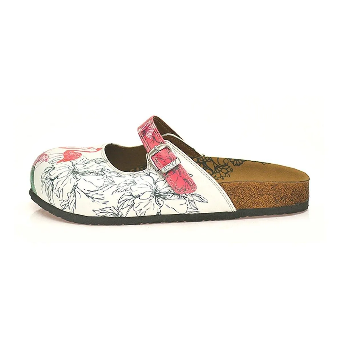 White & Pink Flamingo Clogs CAL806