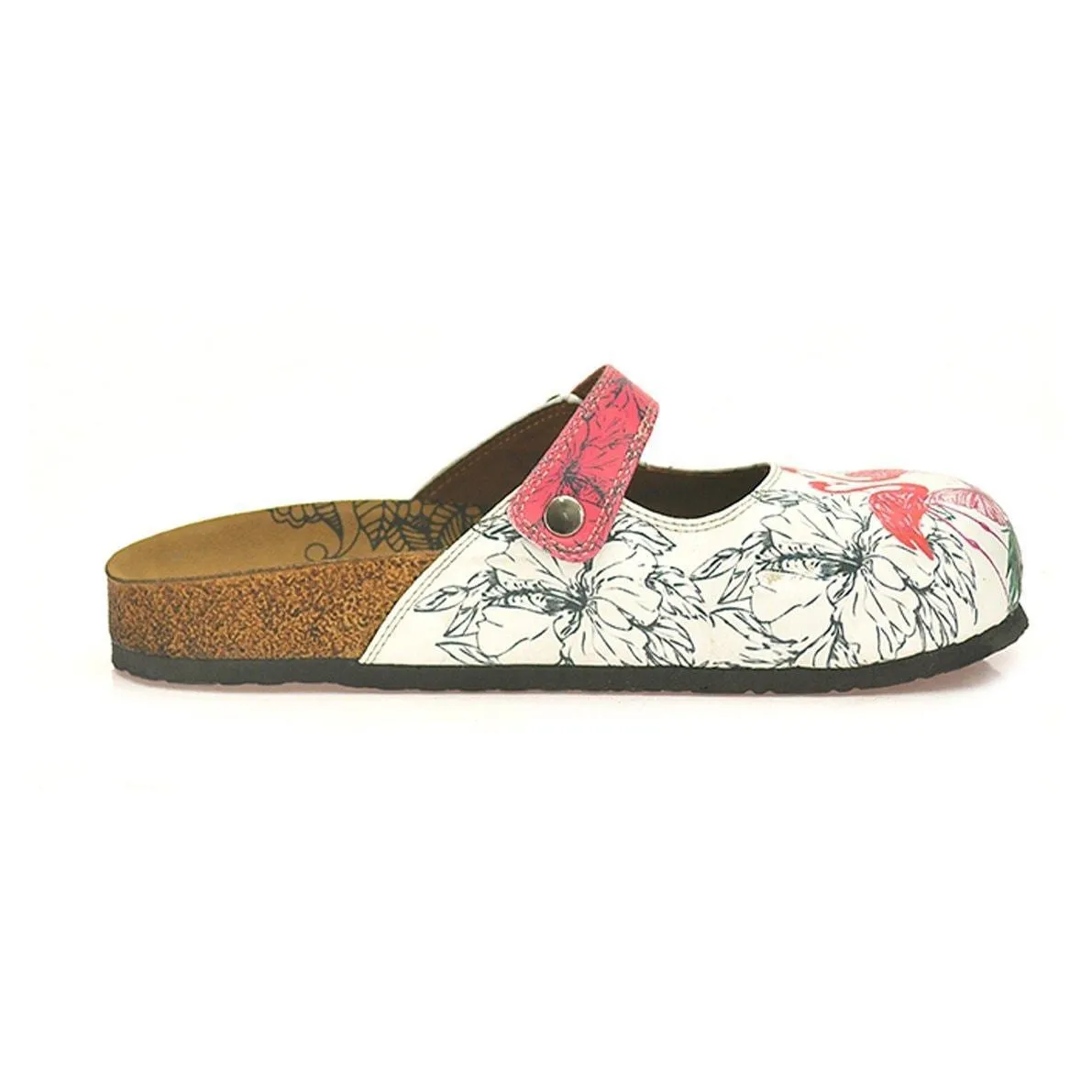White & Pink Flamingo Clogs CAL806