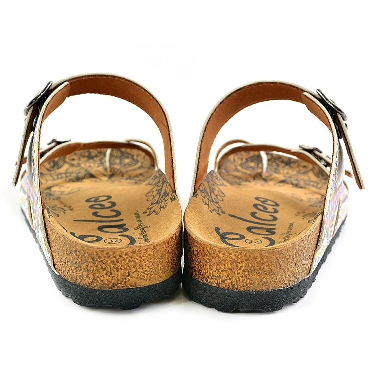 White & Pink Mosaic Strappy Sandal CAL1004
