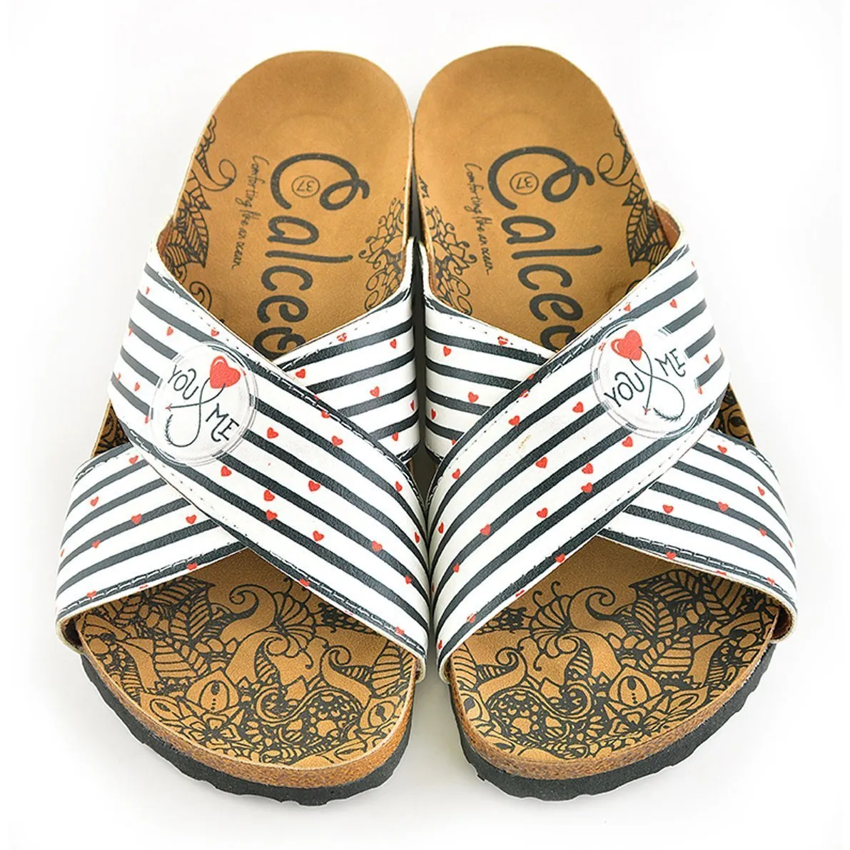 White & Red You & Me Cross-Strap Sandal CAL1109