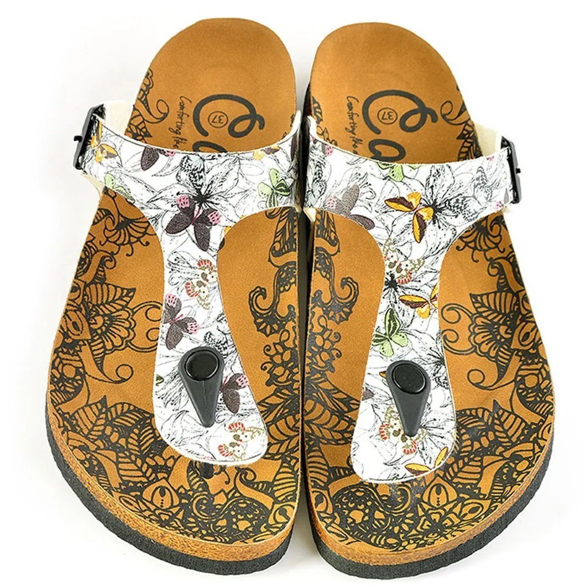 White Butterfly T-Strap Sandal CAL524
