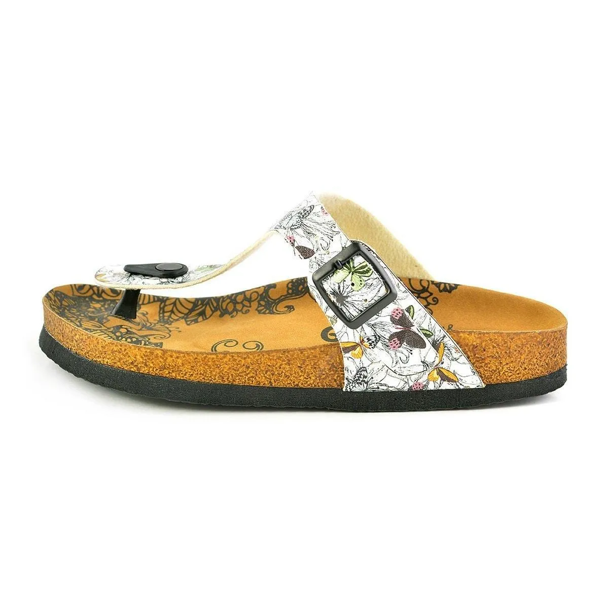 White Butterfly T-Strap Sandal CAL524