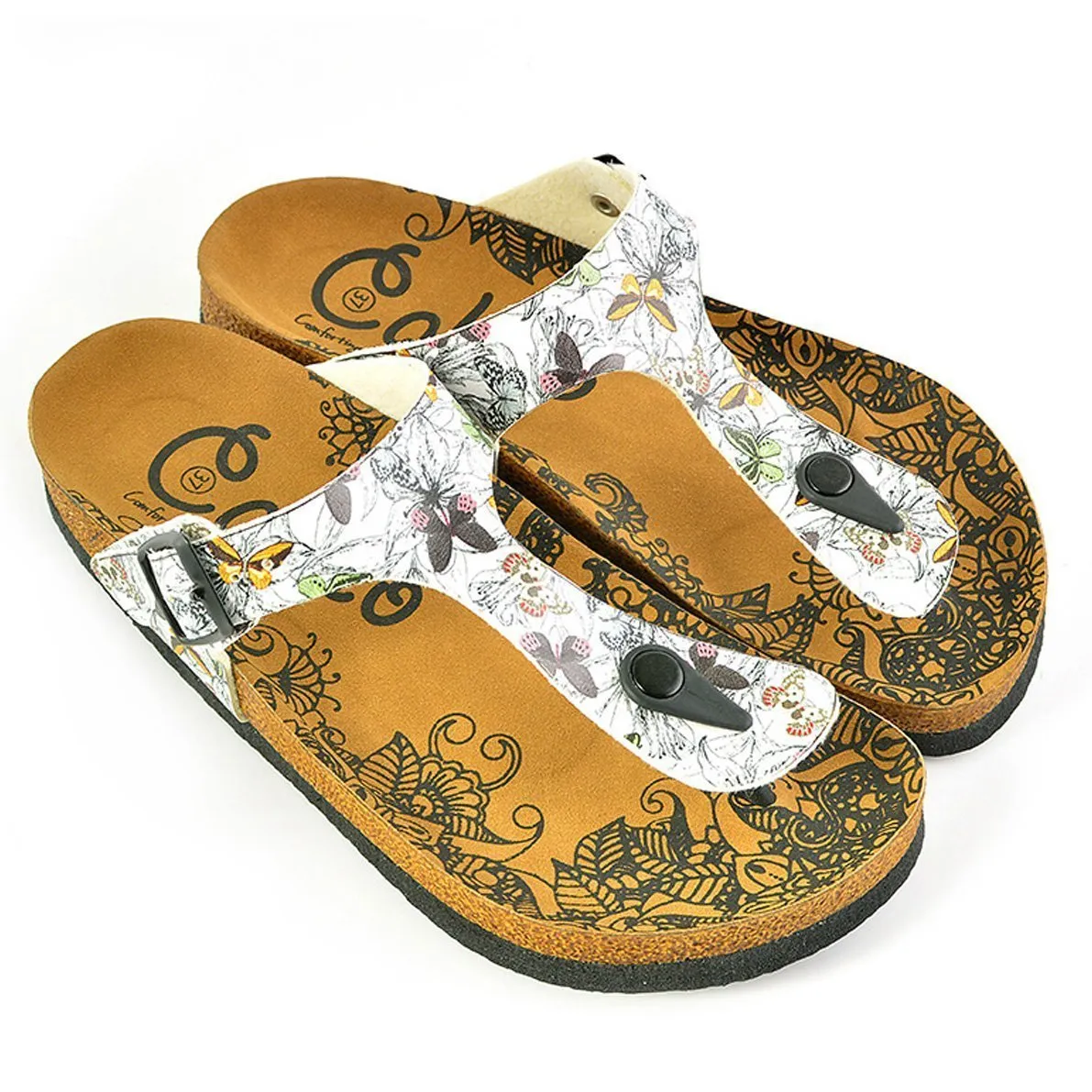 White Butterfly T-Strap Sandal CAL524