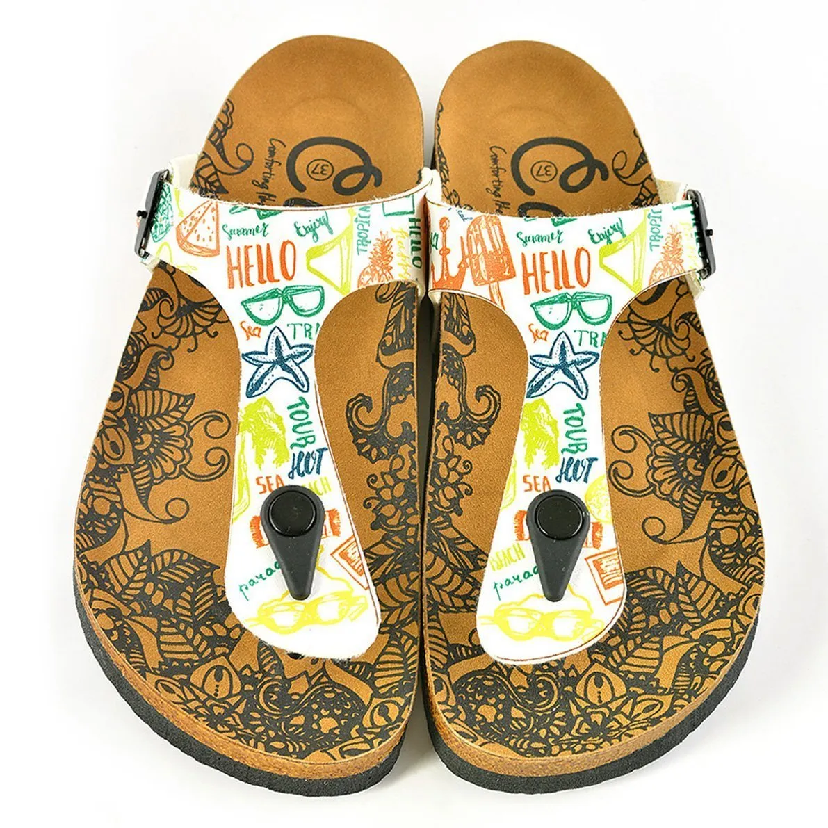 White Hello T-Strap Sandal CAL521