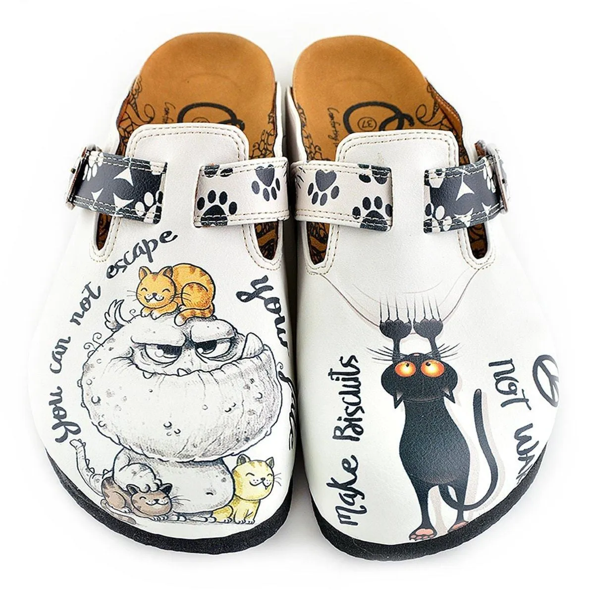 White Paw Print Clogs WCAL342