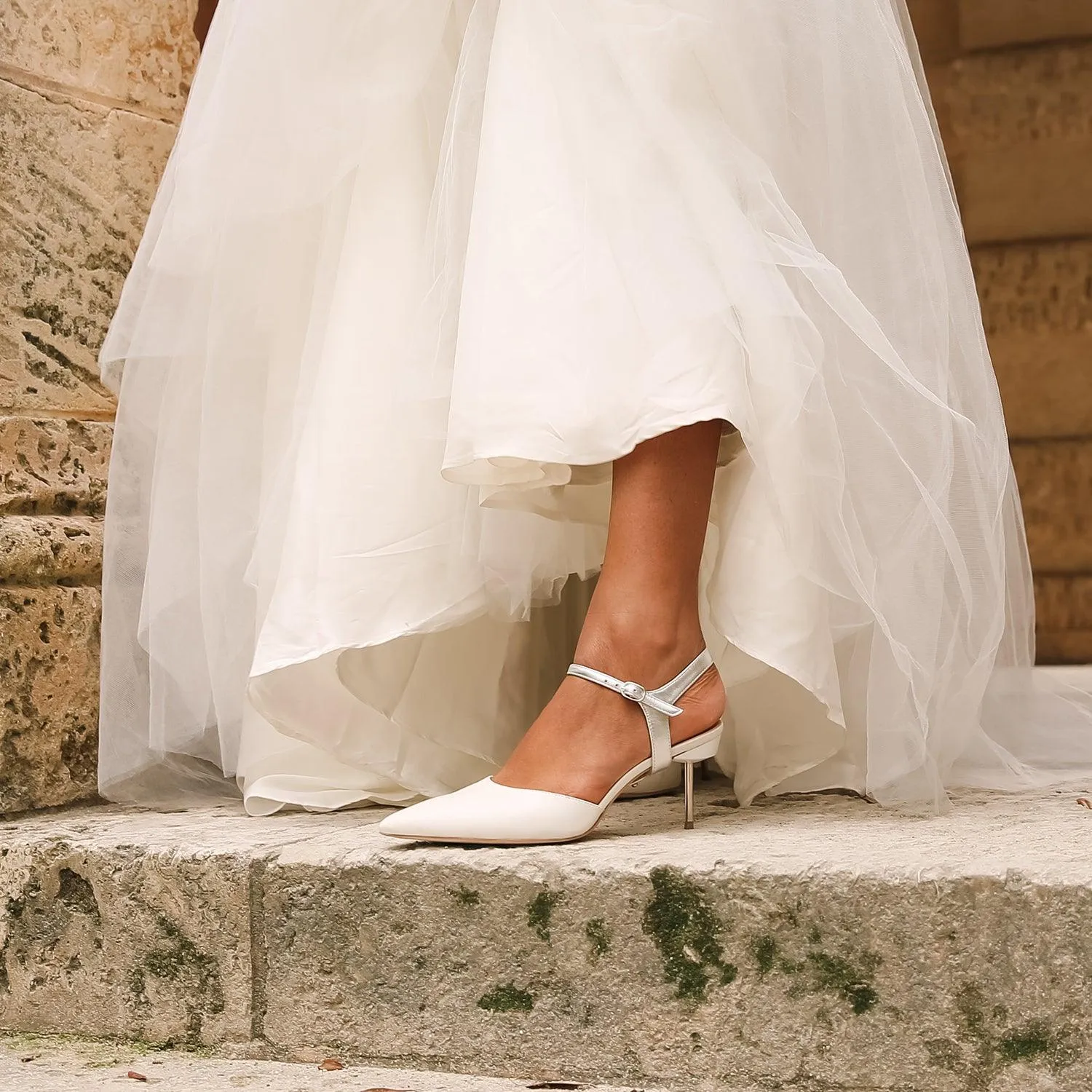 White Stiletto   Silver Jackie Strap