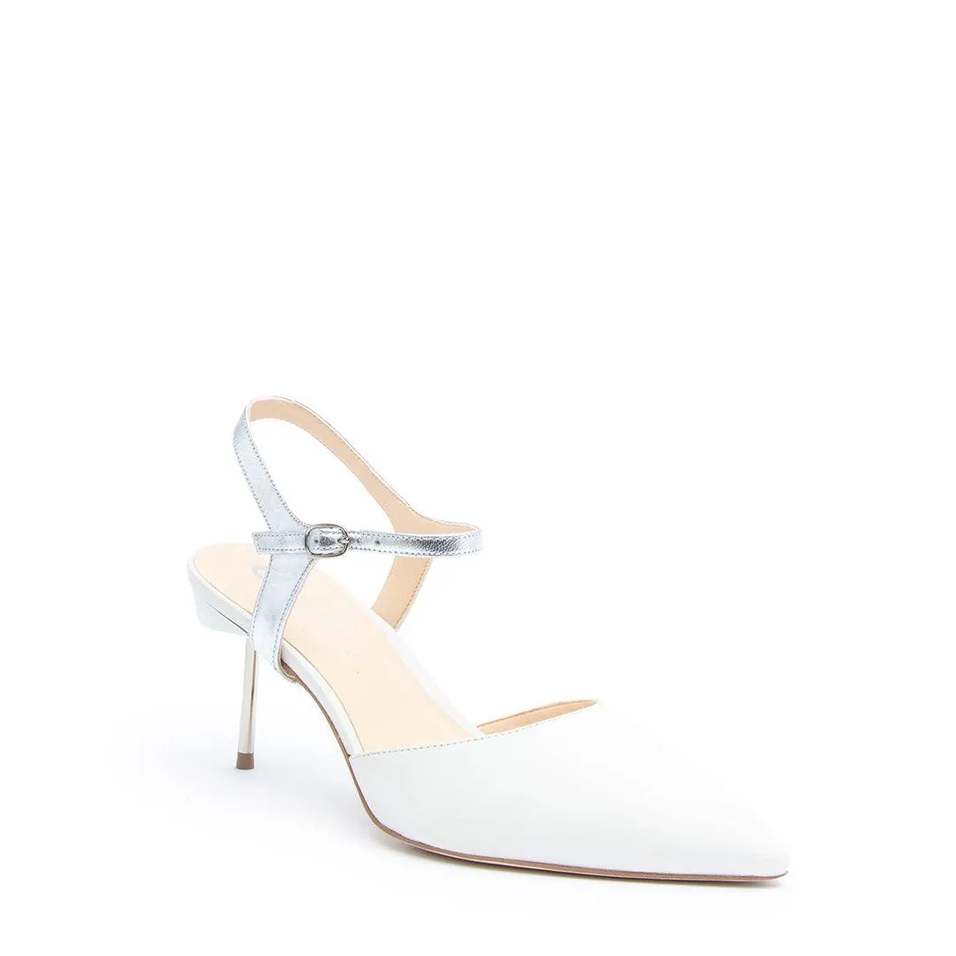 White Stiletto   Silver Jackie Strap