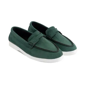 Women Suede Pointy Loafer - Olive