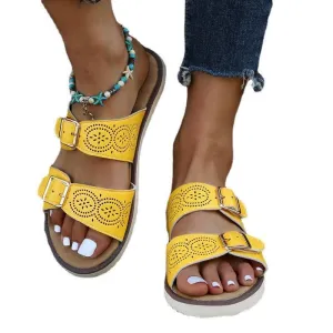 Women’s Adjustable Buckle Sandals – Breathable Hollow Out Design