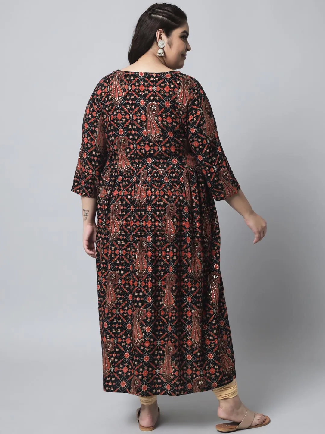 Women's Black Rayon Nyara Cut A-Line Kurta