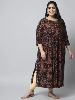 Women's Black Rayon Nyara Cut A-Line Kurta