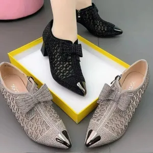 Women's Casual Shoes - Breathable Rhinestone Med-Heels Sandals GRCL0448
