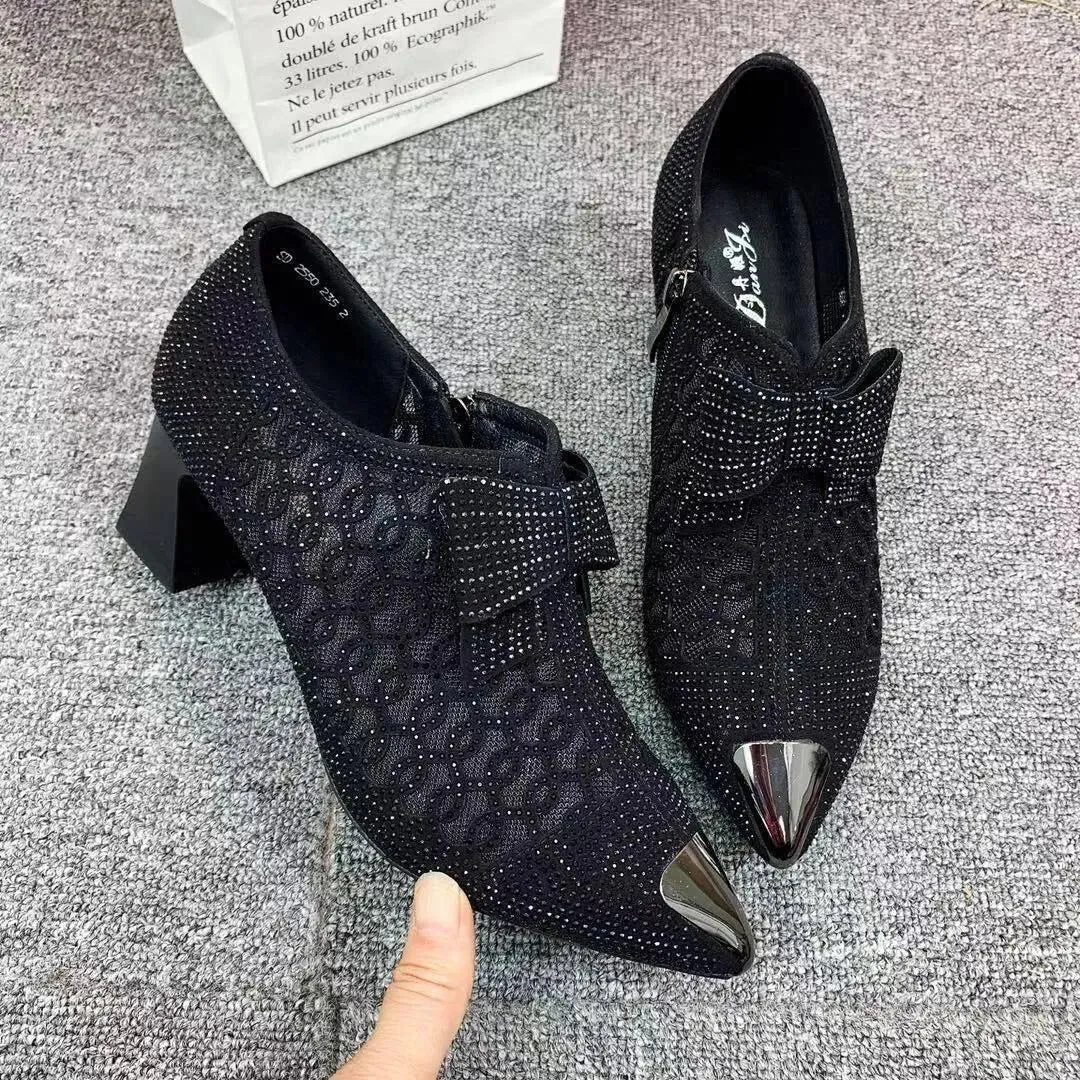 Women's Casual Shoes - Breathable Rhinestone Med-Heels Sandals GRCL0448