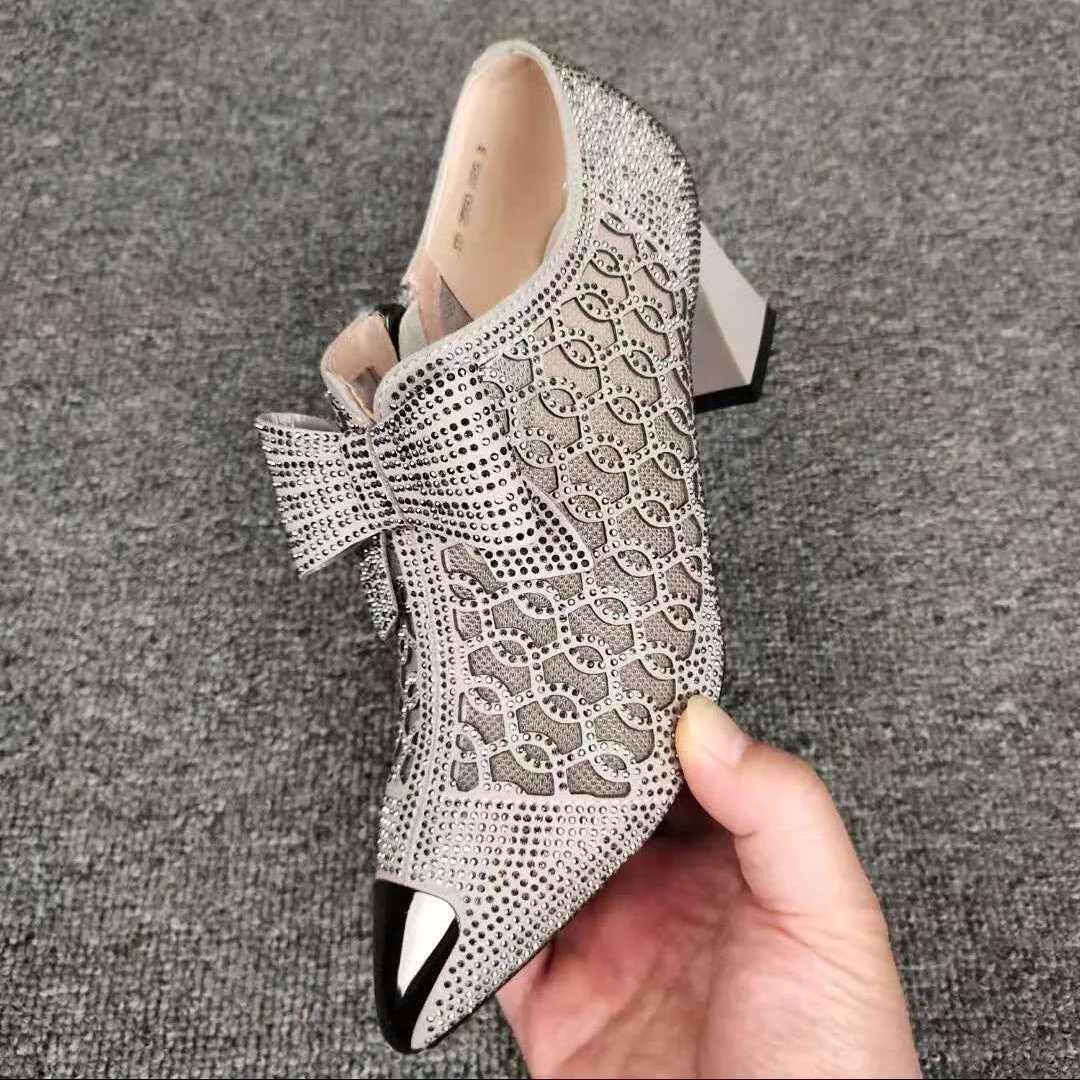 Women's Casual Shoes - Breathable Rhinestone Med-Heels Sandals GRCL0448