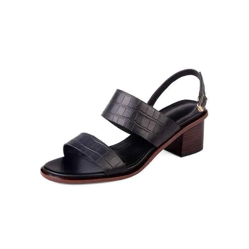 Women's Casual Shoes - Leather Pumps Thick Heels Sandals HJS0300