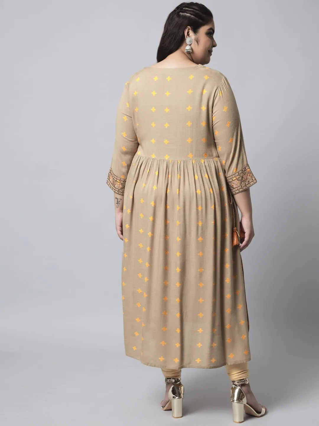 Women's Coffee Brown Rayon Slub Nyara Cut A-Line Kurta