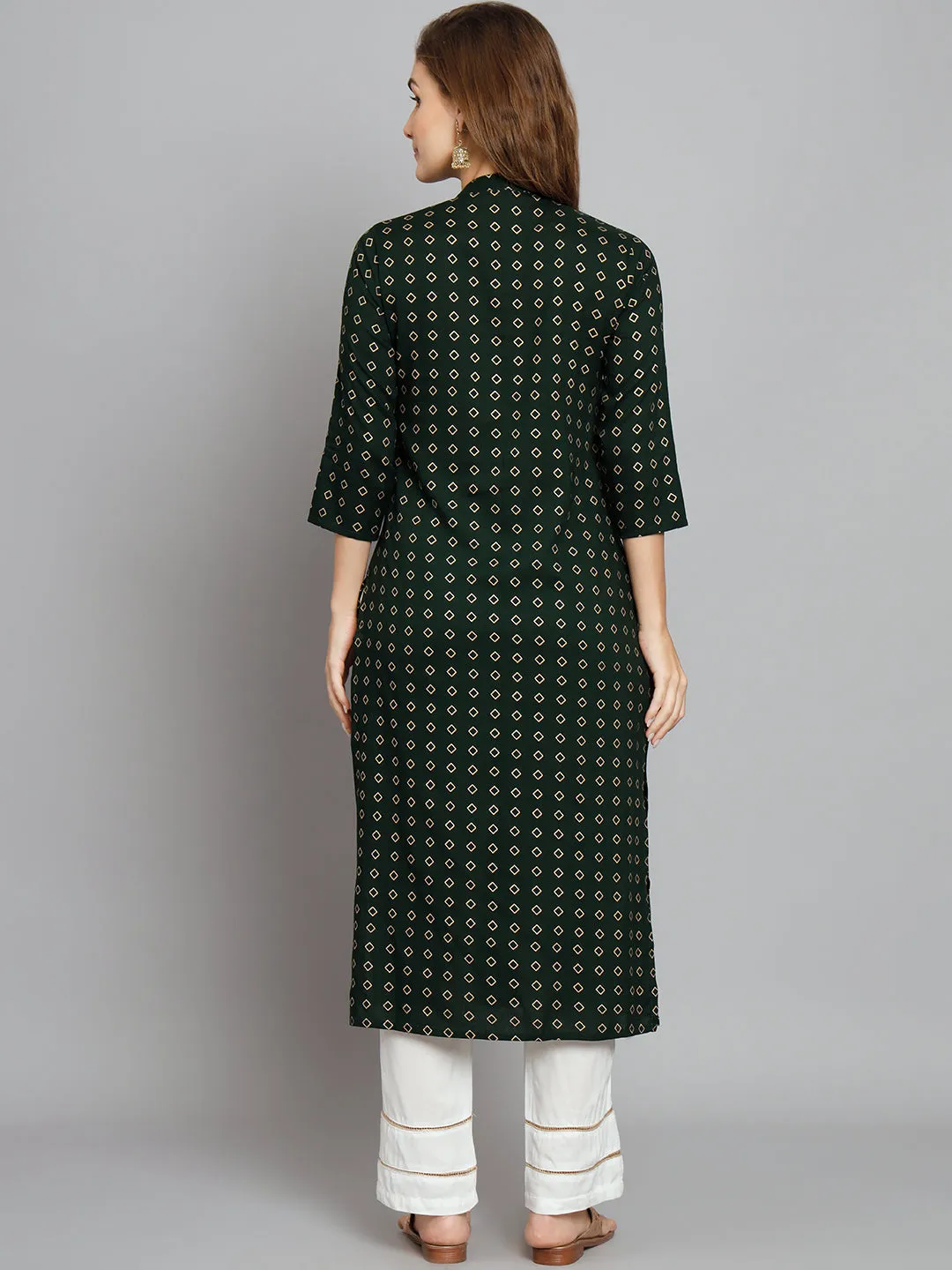 Women's Rama Green Rayon Straight Kurta Palazzo Set
