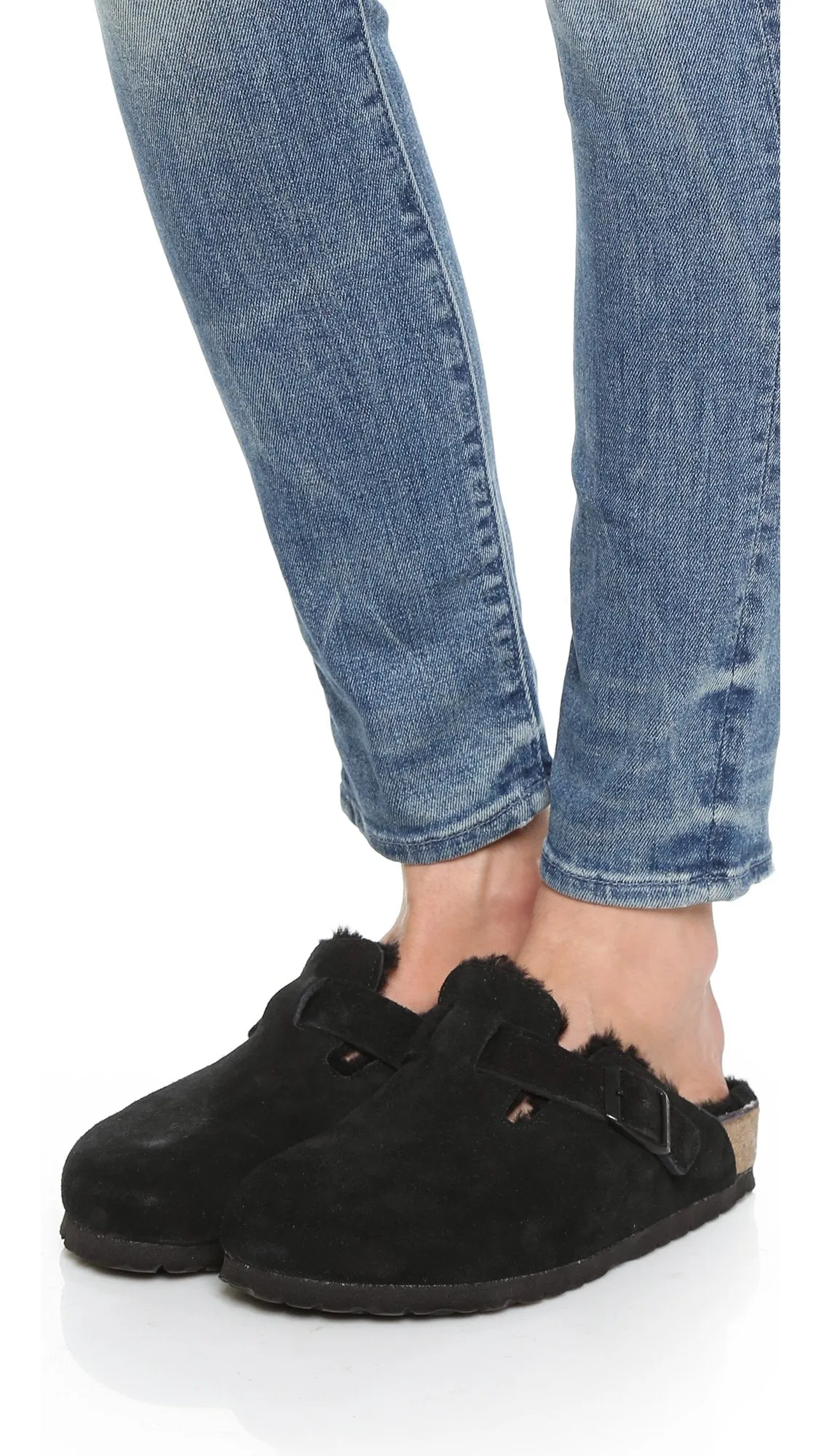 Women's Shoes Birkenstock BOSTON SHEARLING Clog Mules 0259881 BLACK SUEDE