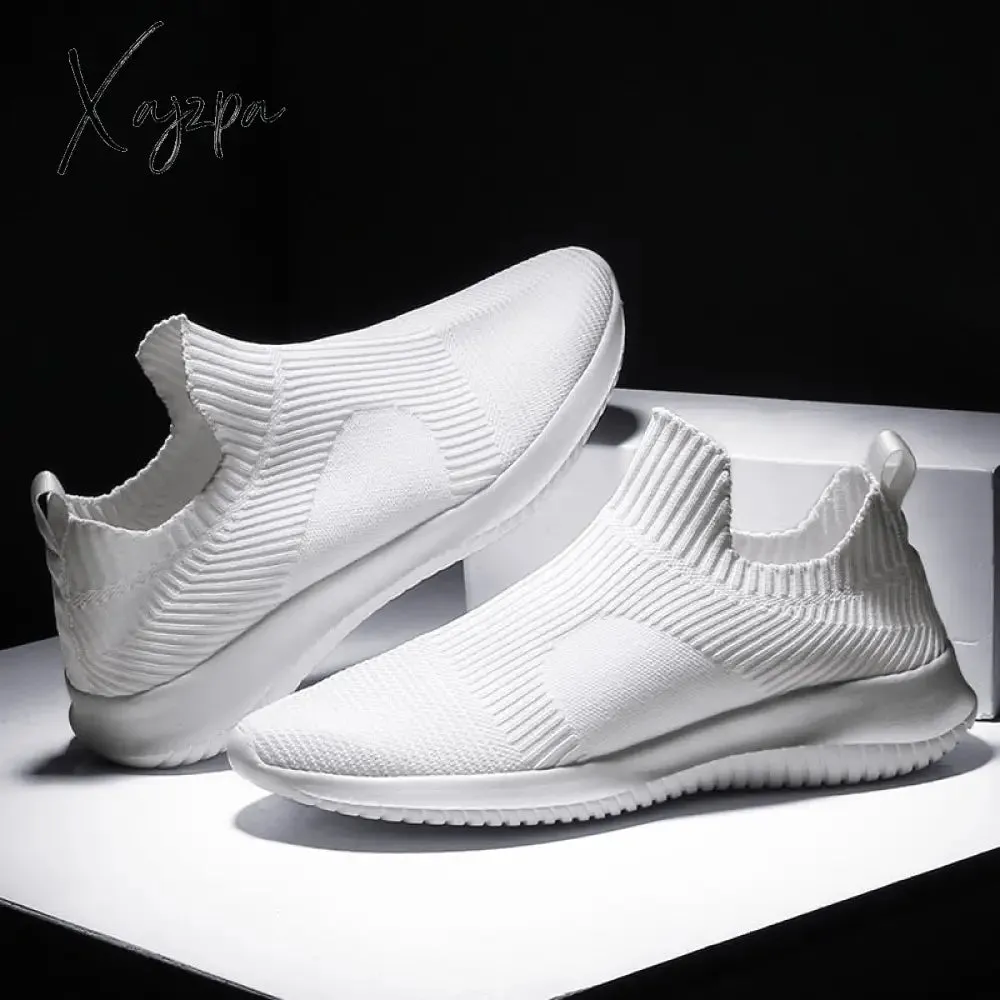 Xajzpa - Breathable Men Shoes Trend Flat White Casual Shoes Light Male Sneaker Breathable Luxury Footwear Vulcanize Shoes Man Summer
