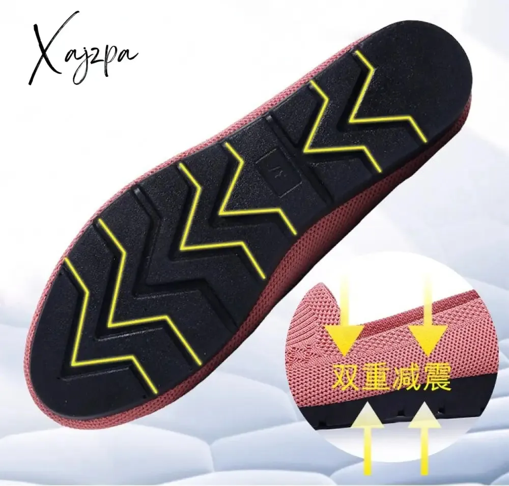 Xajzpa - New Mesh Breathable Sneakers Women Breathable Light Slip on Flat Casual Shoes Ladies Loafers Socks Shoes Women Zapatillas Mujer