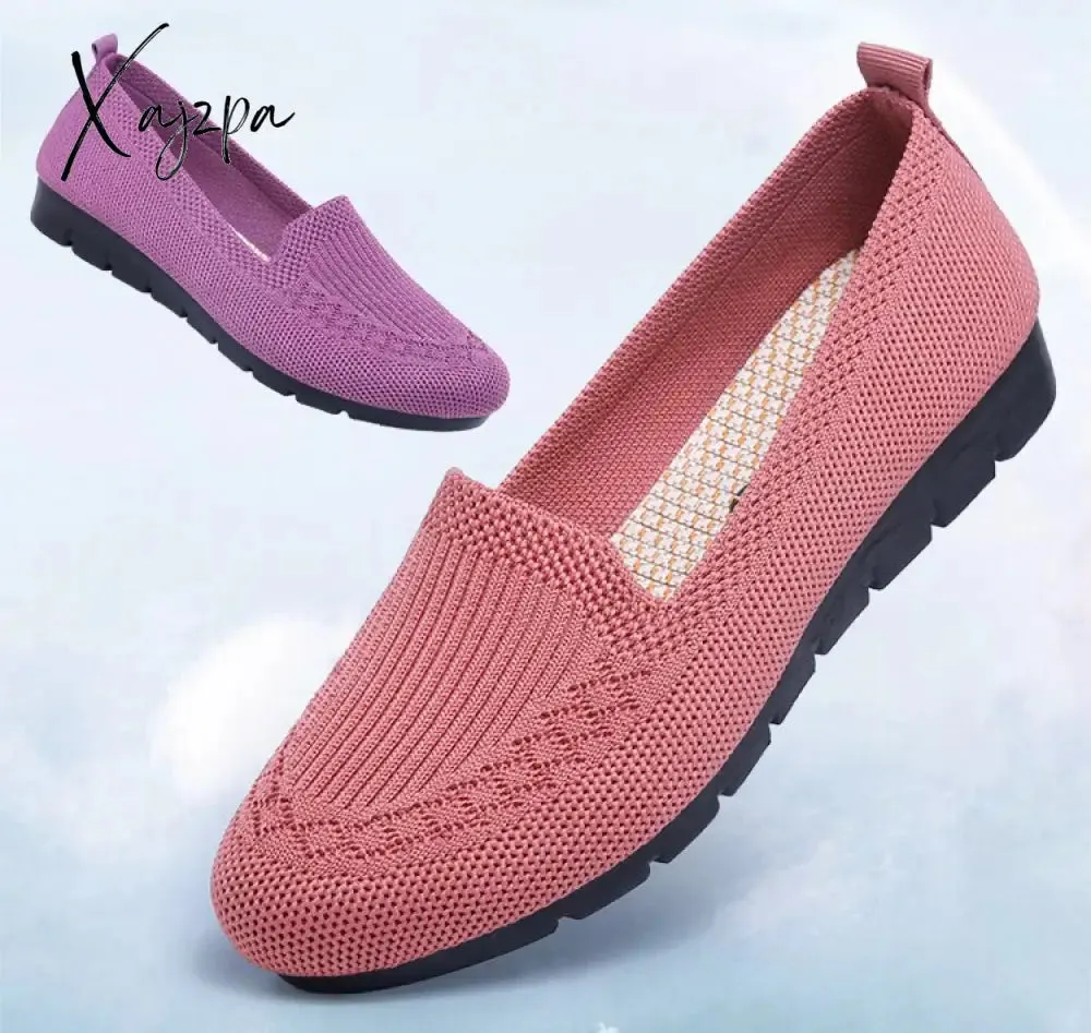 Xajzpa - New Mesh Breathable Sneakers Women Breathable Light Slip on Flat Casual Shoes Ladies Loafers Socks Shoes Women Zapatillas Mujer