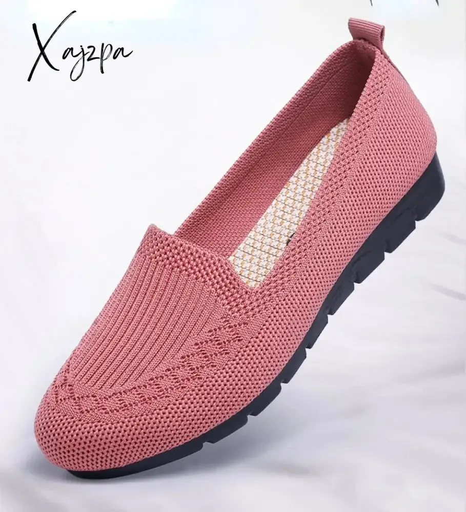 Xajzpa - New Mesh Breathable Sneakers Women Breathable Light Slip on Flat Casual Shoes Ladies Loafers Socks Shoes Women Zapatillas Mujer