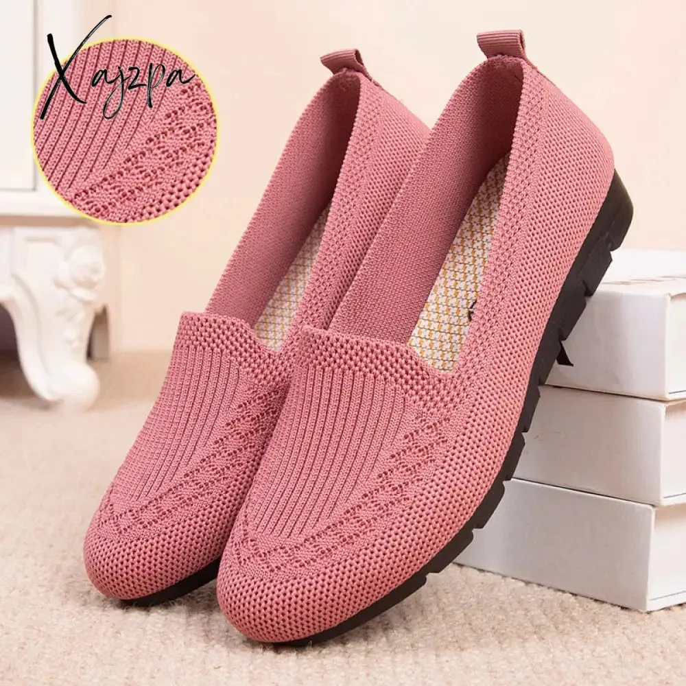 Xajzpa - New Mesh Breathable Sneakers Women Breathable Light Slip on Flat Casual Shoes Ladies Loafers Socks Shoes Women Zapatillas Mujer